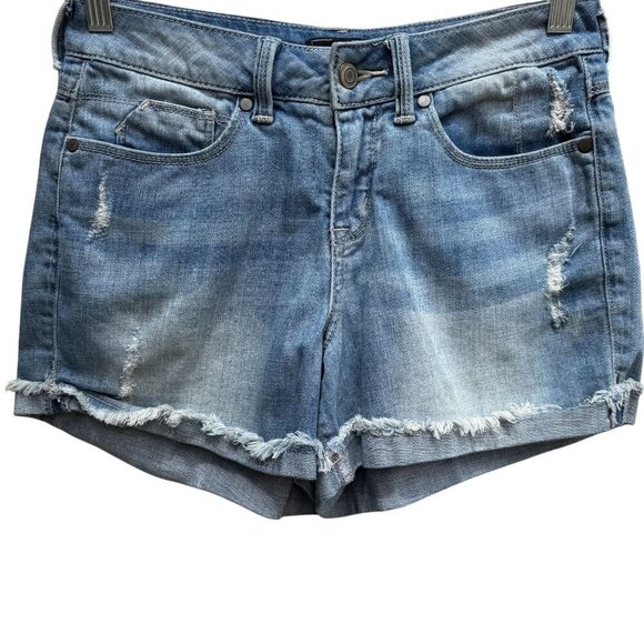 G By Giuliana Womens Distressed Denim Cotton/Spandex Blue Frayed Hem Shorts 2 - Picture 1 of 9